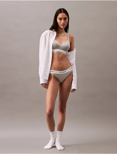 Calvin Klein Women's Icon Cotton Modal Lift Bralette In Gray