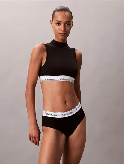 Calvin Klein Women's Icon Cotton Modal Lightly Lined Mockneck Bralette In Black
