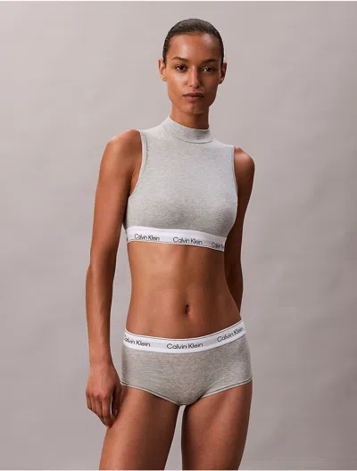 Calvin Klein Women's Icon Cotton Modal Lightly Lined Mockneck Bralette In Gray