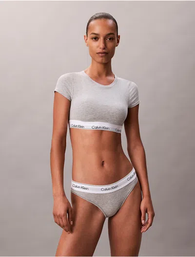 Calvin Klein Women's Icon Cotton Modal Lightly Lined T-shirt Bralette In Gray