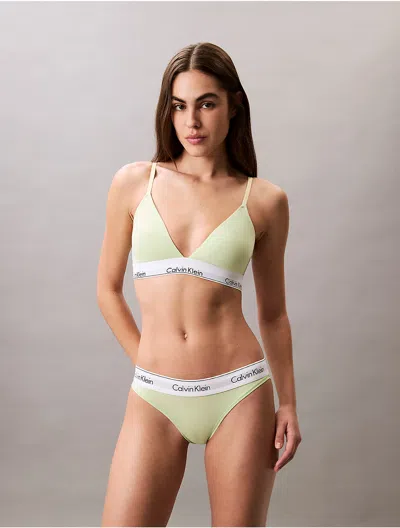 Calvin Klein Gray Cotton Women Bralette In Green