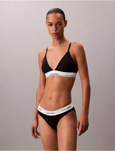 Calvin Klein Women's Icon Cotton Modal Lightly Lined Triangle Bralette In Black
