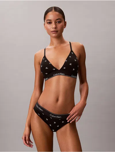 Calvin Klein Icon Cotton Modal Lightly Lined Triangle Bra In Black