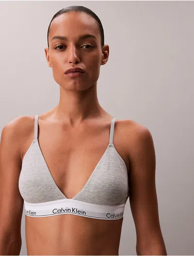Calvin Klein Women's Icon Cotton Modal Lightly Lined Triangle Bralette In Gray