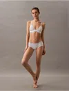 Calvin Klein Women's Icon Cotton Modal Lightly Lined Triangle Bralette In Leader Stripe/grey Heather
