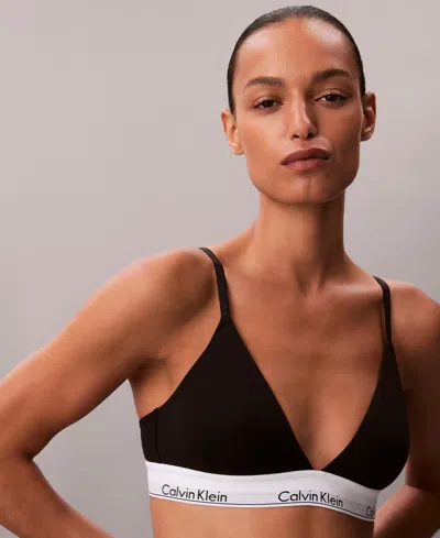Calvin Klein Icon Logo Brand Bra In Black