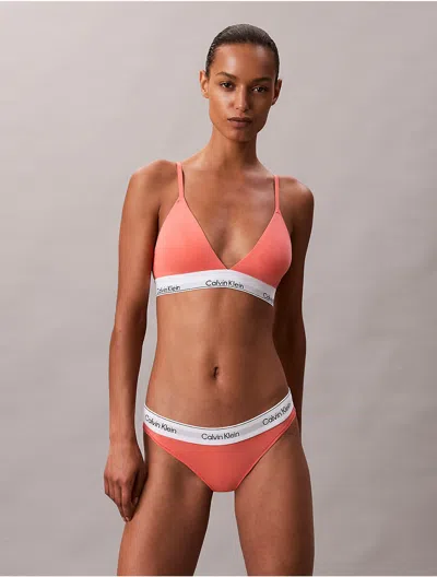Calvin Klein Women's Icon Cotton Modal Lightly Lined Triangle Bralette In Red