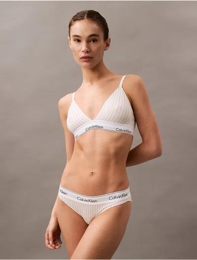 Calvin Klein Women's Icon Cotton Modal Lightly Lined Triangle Bralette In Steady Stripe+pelican