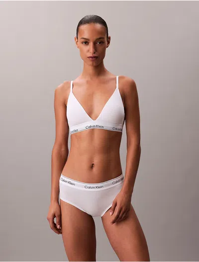 Calvin Klein Women's Icon Cotton Modal Lightly Lined Triangle Bralette In White