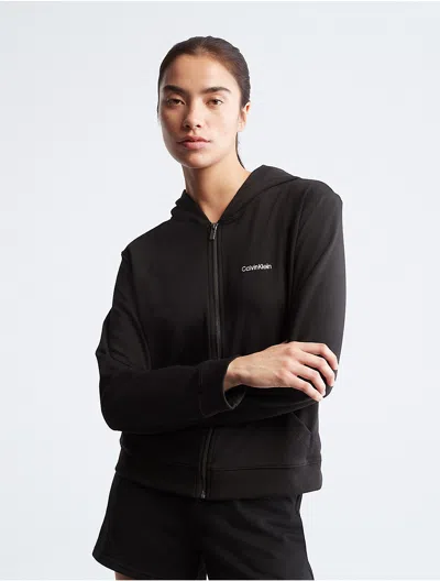 Calvin Klein Women's Icon Cotton Modal Lounge Full Zip Hoodie In Black