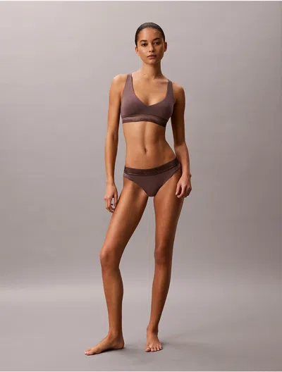 Calvin Klein Women's Icon Cotton Modal Metallic Bikini In Brown