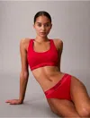 Calvin Klein Women's Icon Cotton Modal Metallic Unlined Bralette In Red