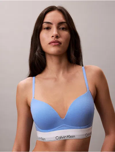 Calvin Klein Women's Icon Cotton Modal Plunge Bra In Blue