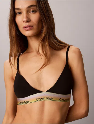 Calvin Klein Women's Icon Cotton Modal Pride Lightly Lined Triangle Bra In Black