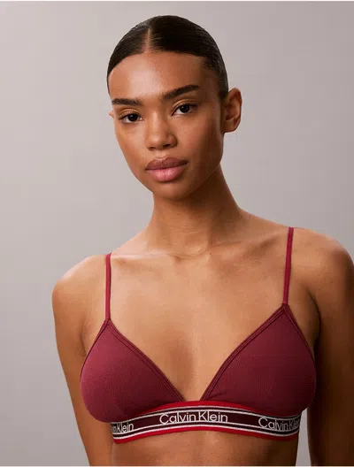 Calvin Klein Women's Icon Cotton Modal Rib Stripe Triangle Bra In Black