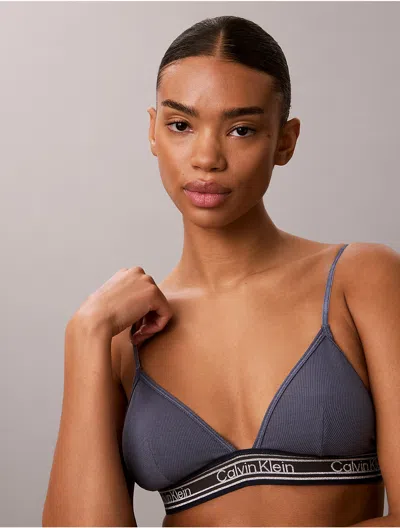 Calvin Klein Women's Icon Cotton Modal Rib Stripe Triangle Bra In Gray