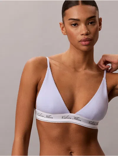 Calvin Klein Women's Icon Cotton Modal Script Triangle Bra In Amethyst Cream