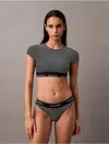Calvin Klein Women's Icon Cotton Modal T-shirt Bralette In Hairline Stripe / Black