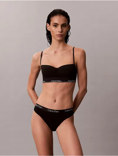 Calvin Klein Women's Icon Cotton Modal Ultralight Lightly Lined Balconette Bra In Black