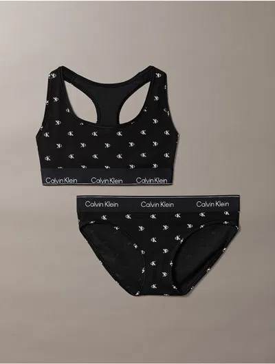 Calvin Klein Women's Icon Cotton Modal Unlined Bralette + Bikini Set In Black