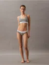 Calvin Klein Women's Icon Cotton Modal Unlined Bralette In Leader Stripe/grey Heather
