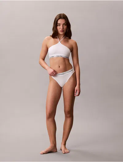 Calvin Klein Women's Icon Cotton Modal Unlined Halter Bralette In White