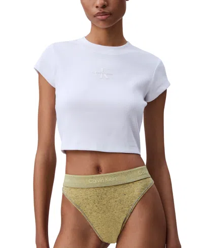 Calvin Klein Women's Icon Cotton Stretch Tanga Underwear Qf8333 In Green