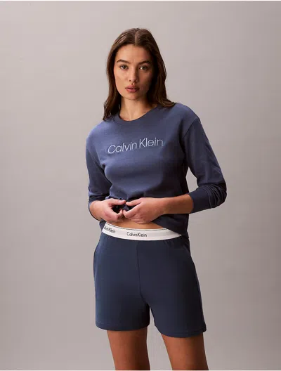 Calvin Klein Women's Icon Cotton Terry Sleep Shorts In Blue
