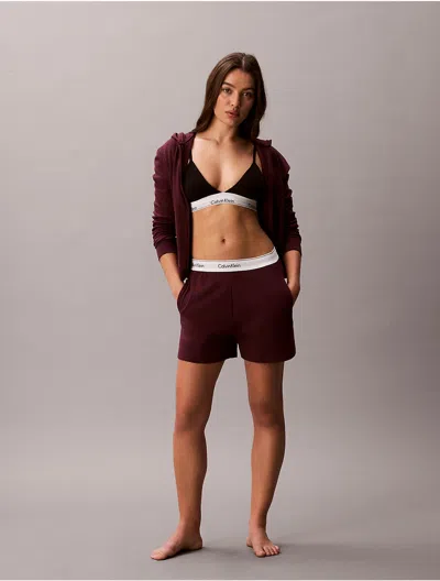 Calvin Klein Women's Icon Cotton Terry Sleep Shorts In Burgundy