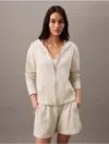 Calvin Klein Women's Icon Cotton Terry Zip Sleep Hoodie In Celadon Tint