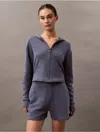 CALVIN KLEIN WOMEN'S ICON COTTON TERRY ZIP SLEEP HOODIE