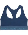Calvin Klein Lightly Lined Racerback Bralette In Blue