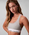 Calvin Klein Women's Icon Unlined Racerback Bralette Qf8493 In Gray