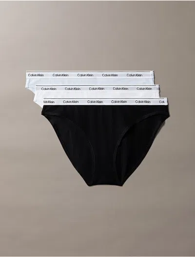 Calvin Klein Women's Icon Logo 3-pack Bikini In Black/classic White/plein Air