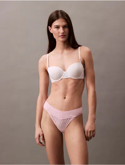 Calvin Klein Women's Icon Logo Lace Thong In Buff Pink