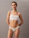 Calvin Klein Women's Icon Modal Mesh Thong In Chalk