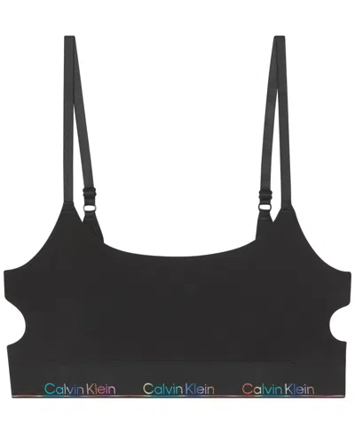 Calvin Klein Women's Icon Pride Deconstructed Unlined Bralette Qf8254 In Black