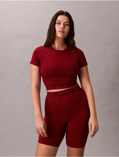 Calvin Klein Women's Icon Shapewear Short Sleeve Top In Red