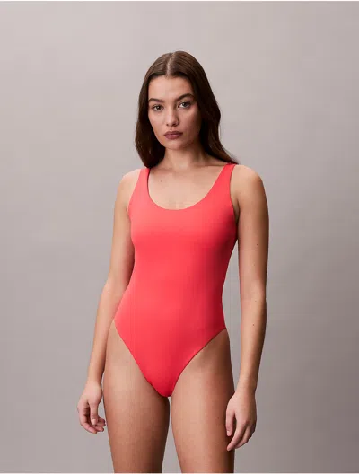 Calvin Klein Women's Icon Swim One Piece Swimsuit In Red