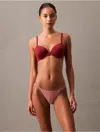 Calvin Klein Women's Ideal Cotton String Bikini In Red Grape