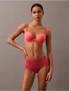 Calvin Klein Women's Ideal Micro Mid Rise Cheeky Brief In Dark Fuchsia