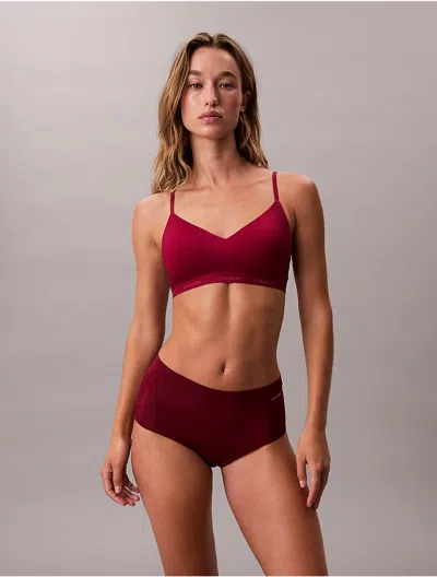 Calvin Klein Women's Ideal Micro Mid Rise Cheeky Brief In Red