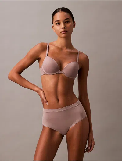 Calvin Klein Women's Ideal Micro Mid Rise Cheeky Brief In Sand Trap