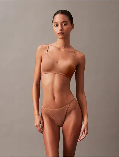 Calvin Klein Women's Ideal Micro String Bikini In Sandalwood