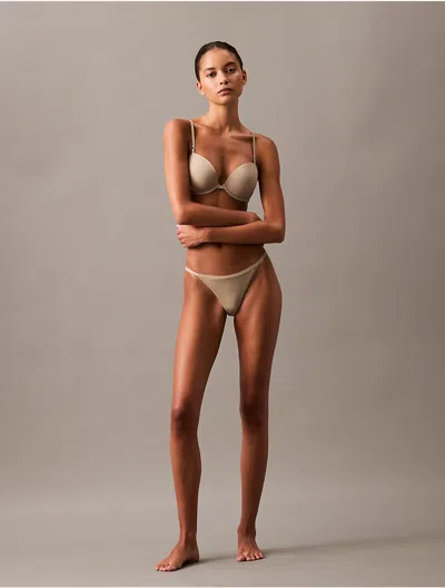 Calvin Klein Women's Ideal Micro String Thong In Vintage Khaki