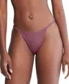Calvin Klein Women's Ideal Micro String Bikini Underwear Qd5176 In Mauve Wine