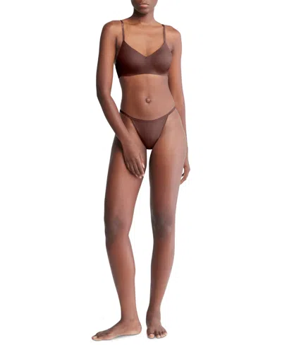 Calvin Klein Women's Ideal Stretch Micro High-leg String Bikini Underwear Qd5176 In Umber