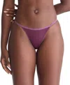 Calvin Klein Women's Ideal Micro String Thong Underwear Qd5115 In Mauve Wine