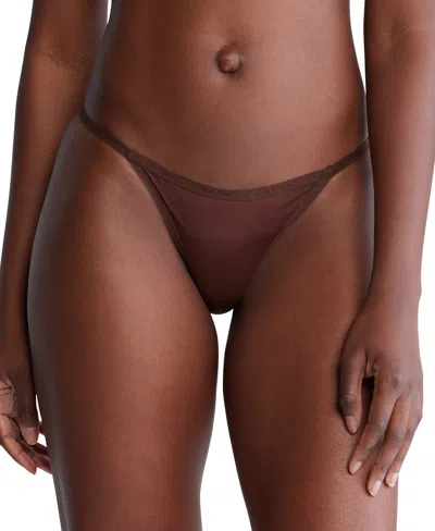 Calvin Klein Women's Ideal Stretch Micro String Thong Underwear Qd5115 In Umber