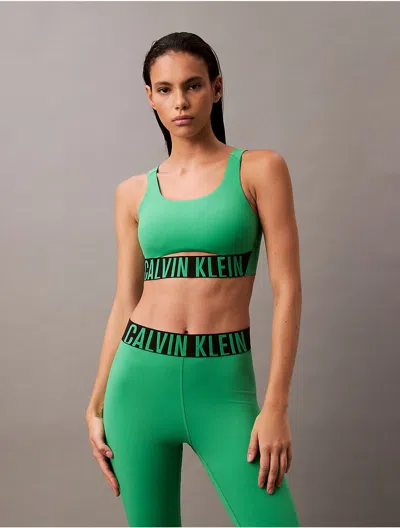 Calvin Klein Women's Intense Power Mesh Medium Support Sports Bra In Blossom Green